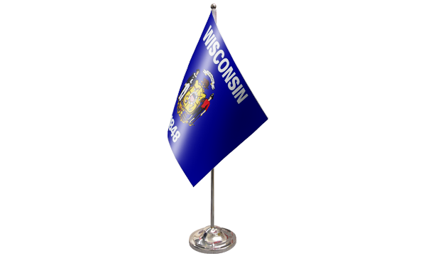 Wisconsin Satin Table Flag